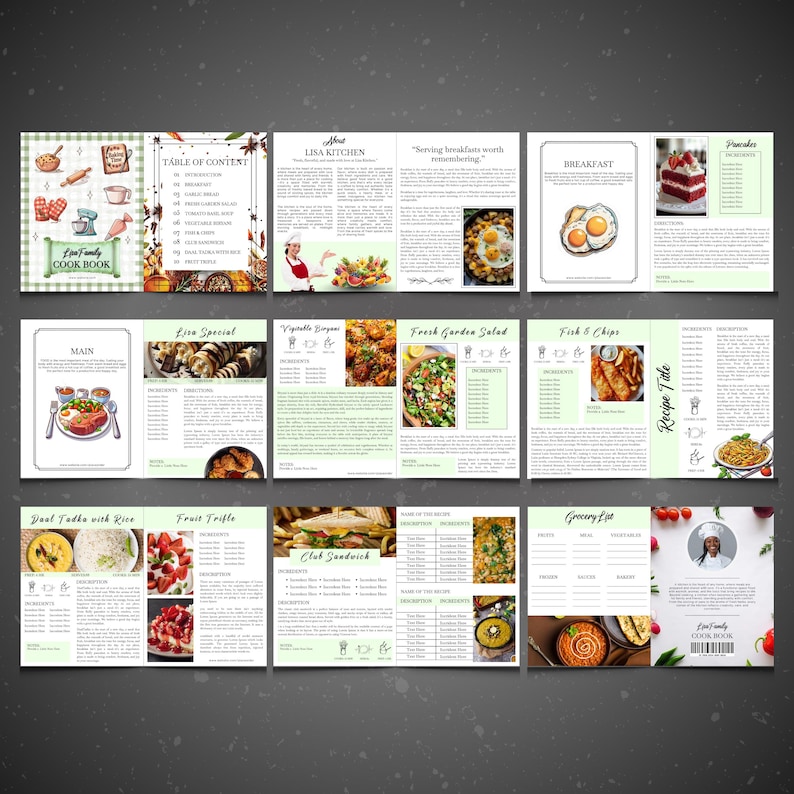 Cookbook Template, Custom Family Cookbook Template, Digital Cookbook