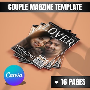Couples Magazine template, Anniversary Gift, Personalized Gift for Him and Her, Personalized Love Story Magazine, Couple Gift,Canva Editable
