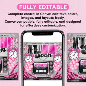 New Website Flyer, Coming Soon Social Media Makeup Hair Lash Tech Nails Braids Template, Business Launching Site Flyer, DIY in Canva