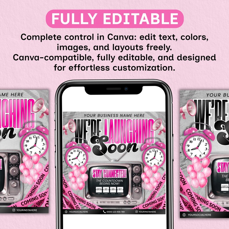 New Website Flyer, Coming Soon Social Media Makeup Hair Lash Tech Nails Braids Template, Business Launching Site Flyer, DIY in Canva