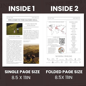 Wedding Newspaper Template with Photo, Wedding Program, Ceremony Newspaper Program, Editable newspaper Wedding program, Canva Editable
