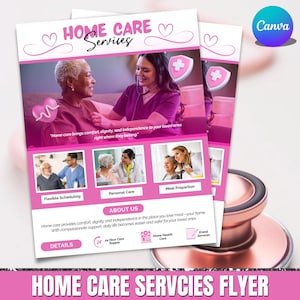 Häusliche Pflegedienste, Senioren- und Altenpflege, Gesundheitsfürsorge, Pflege-Flyer, Körperpflege-Flyer, Social-Media-Flyer, Canva bearbeitbar
