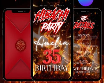 Hibachi Birthday Invitation, Hibachi Birthday Dinner Animated Invites, Hibachi Party Invite, Japanese Asian Themed Bday, DIY in Canva