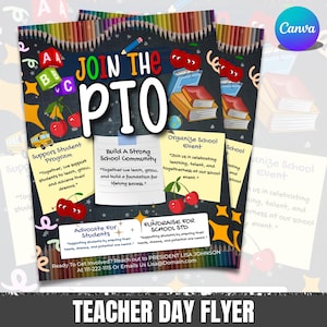 Editable Join the PTO Flyer, Back-to-School Parent Volunteer, School Parent Recruitment, Join Parent Teacher Organization, Canva Editable