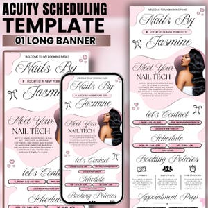 Pink Acuity Scheduling Template, Nail tech Acuity, Nail Scheduling Acuity Website Nail Template, Acuity Scheduler Nail Stylist, DIY Canva