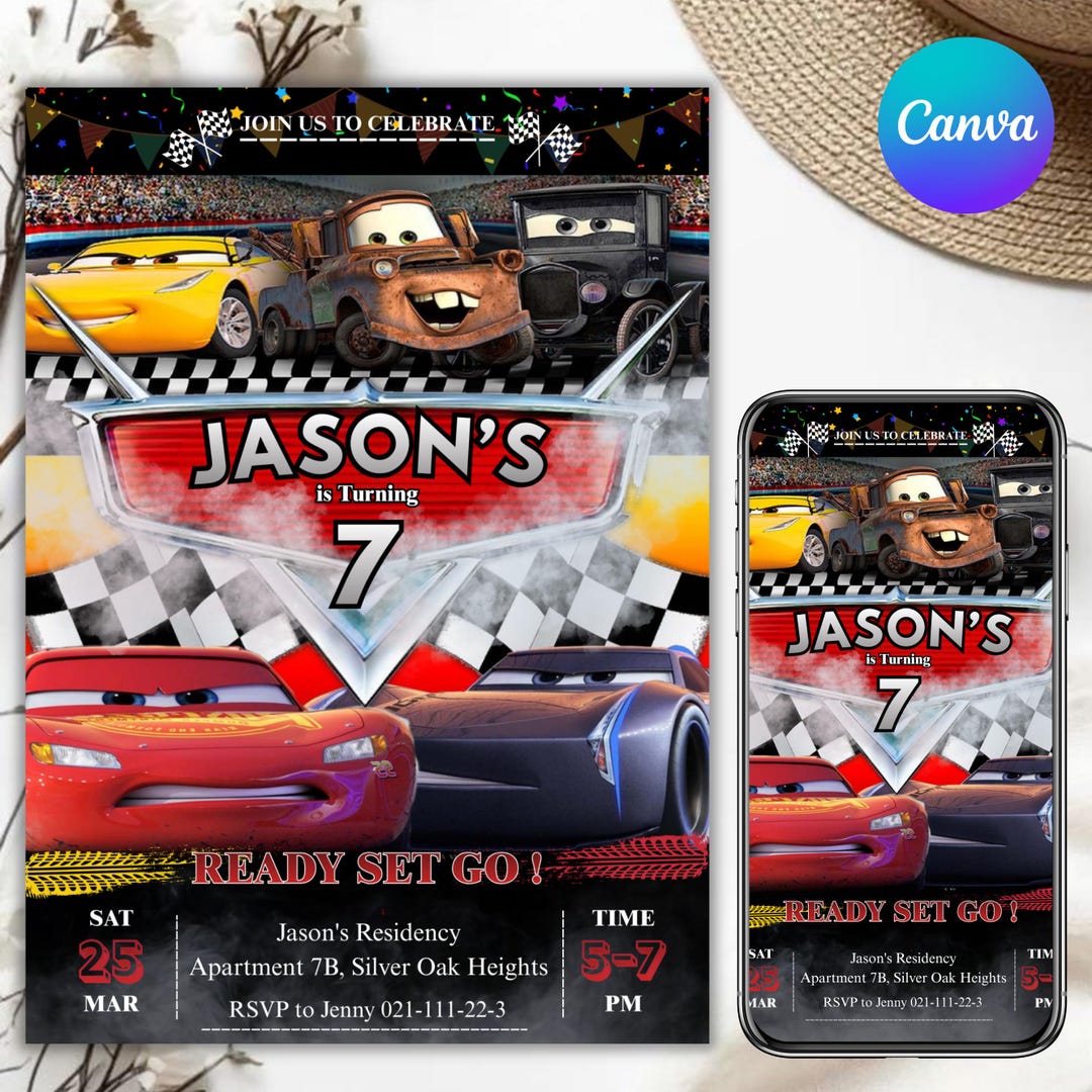 Race Car Birthday Invitation, Racing Car Party, Sport Race Car Invite ...