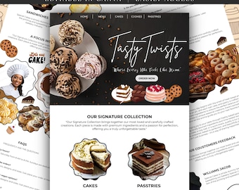 Bakery Website Template, Small Business Website, Home Bakery Website, Bakery Business Marketing Website, DIY Website, Canva Editable