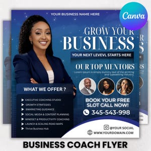 Business Coach Flyer, Coaching Business Flyer, Consultation Flyer, Entrepreneur Flyer,Workshop Flyer, Business Workshop Flyer,Canva Editable