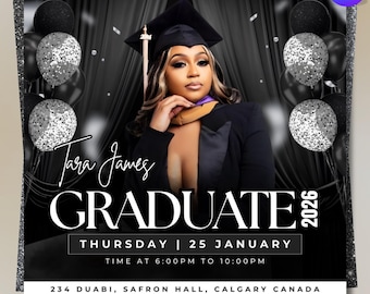 Graduation Flyer, Graduation Invitation Flyer, Graduation Party Flyer, Social Media Flyer, College Decision, Class of 2025 Flyer, DIY Canva