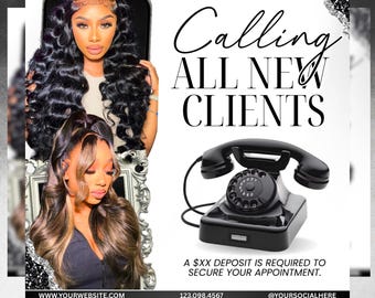 New Client Booking Flyer, New Client Special Booking Flyer, Appointments Available flyer, Hair Stylist, Lash Tech, Nail Tech, MUA, DIY Canva