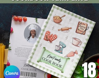 Cookbook Template, Custom Family Cookbook Template, Digital Cookbook Cover, Homemade Cookbook, Family Recipe, Recipe Template,Canva Editable