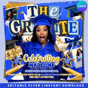 Graduate Flyer, Graduation Party Flyer, Class of 2026 Flyer, Graduation Invitation, College Decision, Senior Grad Announce, DIY in Canva