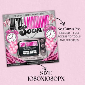 New Website Flyer, Coming Soon Social Media Makeup Hair Lash Tech Nails Braids Template, Business Launching Site Flyer, DIY in Canva