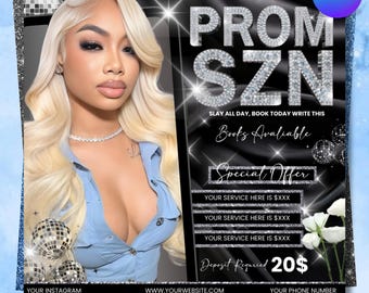 Prom Dress Flyer, Prom Flyer, Prom Fashion Flyer, Prom Flyer Template, Prom Dress Flyer Template,Prom Party Celebration Flyer Canva Editable