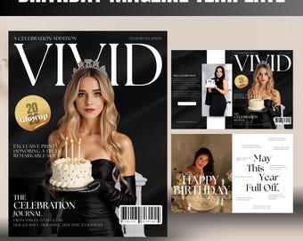 Birthday Magazine Template, Customizable Magazine for Bestfriend, Birthday Magazine Template, Custom Birthday Magazine, Editable Canva