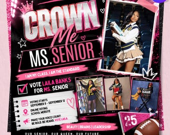 Homecoming Queen Campaign Flyer Template Canva Editable | School Election Poster | Student Council Campaign Flyer | Instant Download