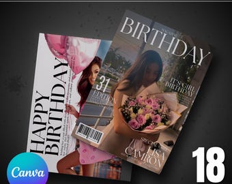 Revista de cumpleaños, regalo de cumpleaños para amigos, plantilla de revista de cumpleaños para mejores amigos, regalo personalizado, regalo para mejores amigos, Canva editable