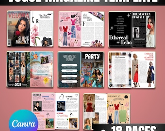 Modelo de revista Vogue BFF personalizável, revista para mulheres, modelo de lookbook de beleza, influenciador, design de revista eletrônica, editável pelo Canva