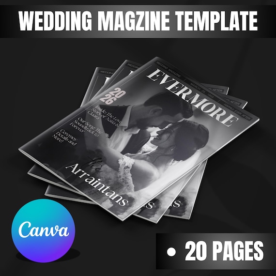 Wedding Magazine Template, 20 Pages Wedding Magazine, Wedding Welcome Magazine, Printable Wedding Program, Wedding Booklet, Canva Editable