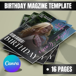 Birthday Magazine Template, Personalized Birthday Magazine, Birthday Magazine Template, Birthday Magazine Cover, Bestie Gift, Editable Canva