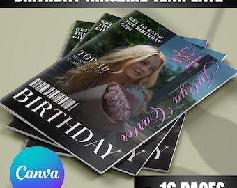Birthday Magazine Template, Personalized Birthday Magazine, Birthday Magazine Template, Birthday Magazine Cover, Bestie Gift, Editable Canva