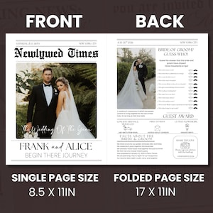 Wedding Newspaper Template with Photo, Wedding Program, Ceremony Newspaper Program, Editable newspaper Wedding program, Canva Editable
