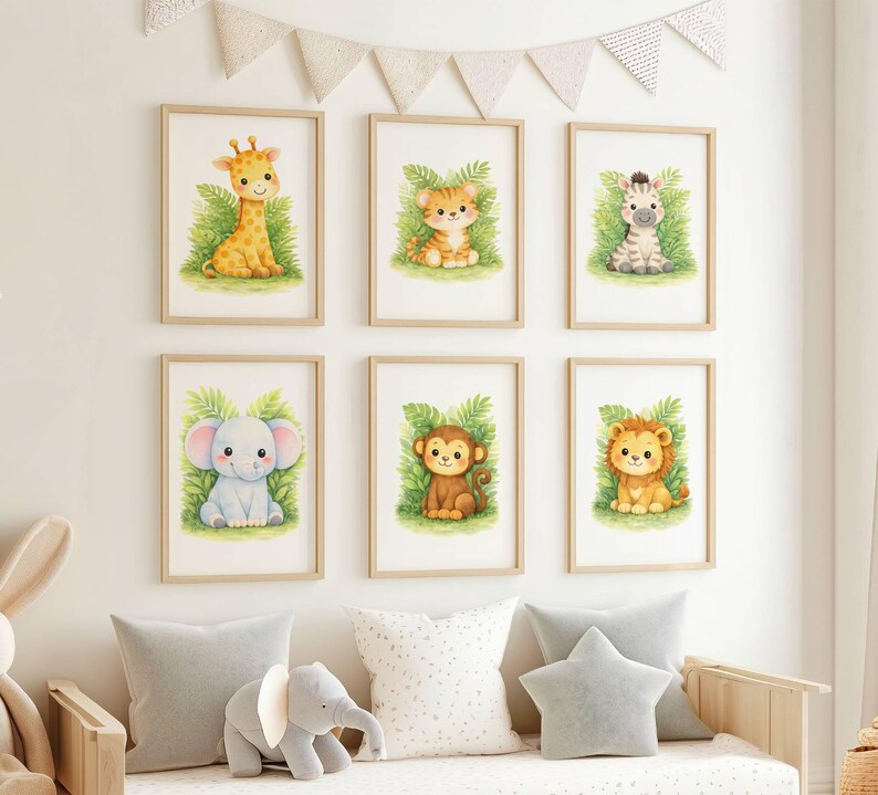 Safari Baby Animals Set of 6 Wall Art Prints (digital Download) - Etsy