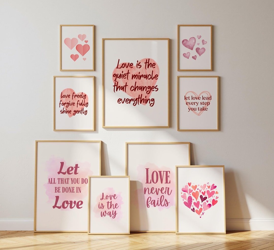 Love Quotes Wall Art Set of 9 Typography Prints: Inspirational Home ...