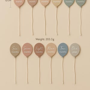 Baby Milestone Balloon Cards, 13 Acrylic Monthly Photo Props for Newborn 0 to 12 Months, Baby Shower Gift and Keepsake