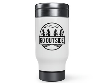 Go Outside Stainless Steel Travel Mug with Handle, 14oz