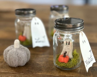 Adopt a Ghost, Ghost in a jar, desk ghost, personalized ghost, halloween gift, clay ghost, fall gift