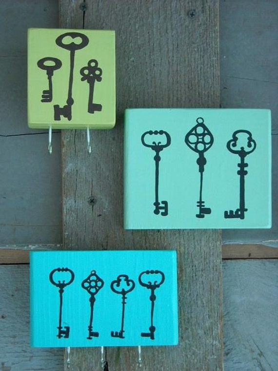 Items similar to vintage KEY painting on green on Etsy