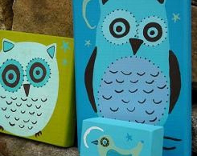 MAMA Owl on BLUE Etsy