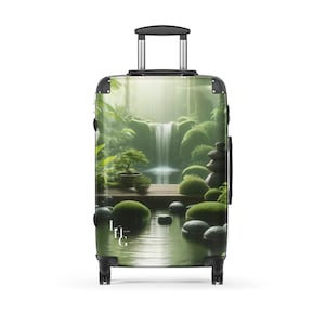 Zen Waterfall Luggage, Quiet Nature Suitcase, Carry on Travel Bag, Peaceful Gift Idea for Birthday