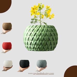Scale Petal Design 3D Printed Planter | Contemporary Indoor Plant Pot | Eco-Friendly Succulent Container | Artistic Home Decoration