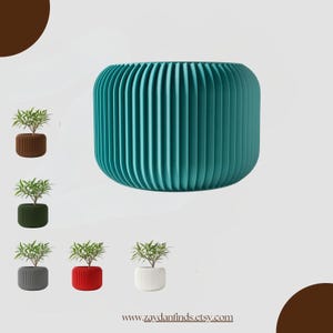 Modern Ribbed 3D‑Printed Planter | Biodegradable Indoor Fluted Flower Pot | Lightweight Sustainable Home Decor Gift