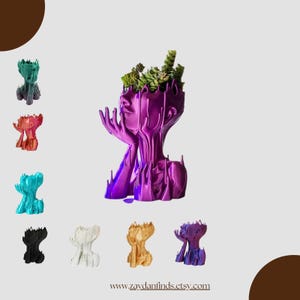 Melted Girl Face Planter with Drainage | 3D Printed Modern Succulent Flower Pot | Unique Artistic Indoor Plant Holder Sculpture Decor