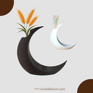 Moon Shaped Vase | Crescent Moon Flower Holder | Modern Minimalist 3D Printed Decor | Unique Celestial Gift for Home & Plant Lovers