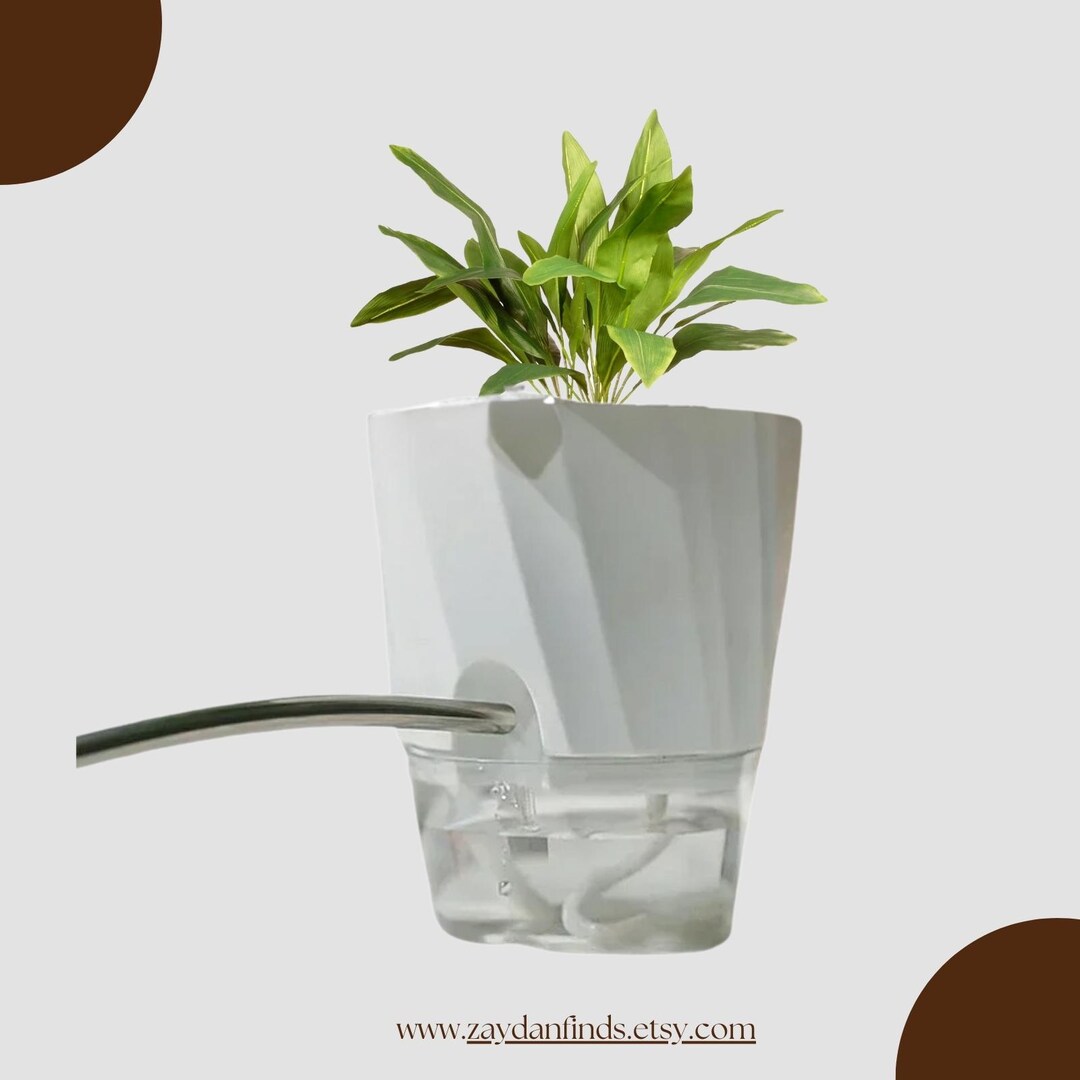 Self-watering Plastic Planter | Double Layer Cotton Rope Wick, Indoor ...