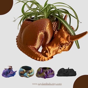 Sleeping Dragon Bowl Planter 3D Printed | Vintage Fantasy Flower Pot | Indoor Mythical Decor for Succulents, Herbs & Collectibles
