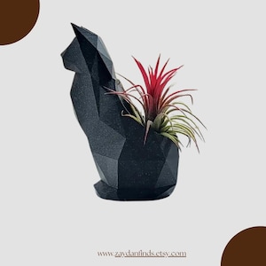 Cat Shaped Succulent Planter with Drainage Hole | 3D Printed Indoor Plant Pot | Modern Geometric Cat Decor | Eco Friendly Gift For Cat Lover
