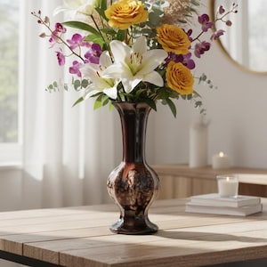 Handgemachte glasierte Keramikvase, große Keramikblumen-Dekor-Hausakzent