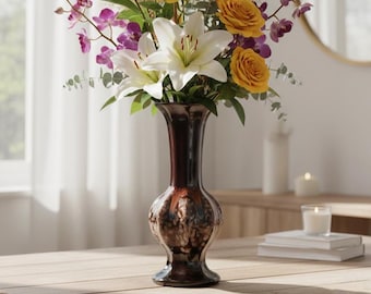 Jarrón de cerámica esmaltada hecho a mano, florero alto de cerámica para decoración del hogar