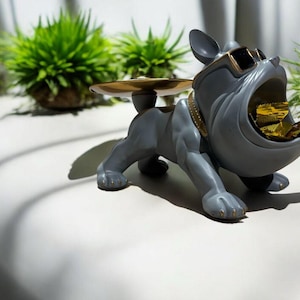 Harz Bulldogge Süßigkeiten Tablett: Funky Home Decor Organizer