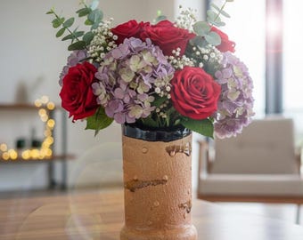Vaso de flores de cerâmica artesanal, vaso de cerâmica rústica, decoração moderna para casa, centro de mesa.