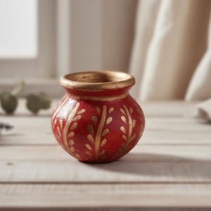 Vase en argile peint fait main | Pot de fleur en terre cuite pour la décoration intérieure