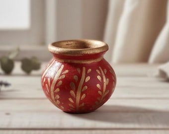 Handgemachte bemalte Tonvase | Terrakotta Blumentopf / Übertopf für das Haus