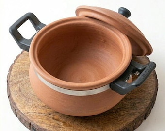 Natural Clay Cooking Pot with Lid | Handmade Terracotta Handi for Kitchen