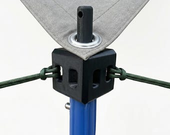 Tent Pole & Tarp Pole Adapter Kit | 3/4 ACME Extension Pole Grommet Support | Anti-Puncture Canopy Tarp Pole Topper