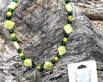 Forest Grove, square jade beads